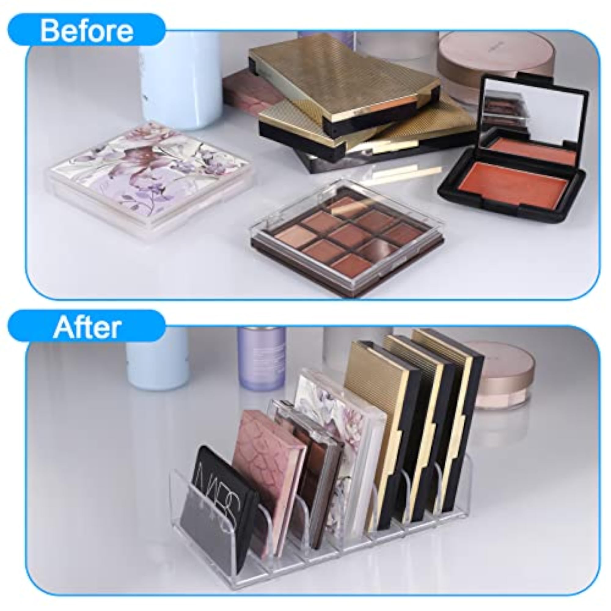 2-Pack Eyeshadow Palette Organiser, Clear Makeup Palette Organiser