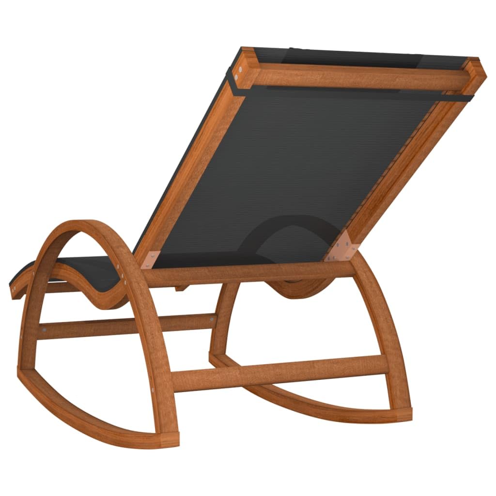 Sedia a Dondolo da Giardino Grigia in Legno e Textilene | Sdraio a dondolo ergonomica per relax in giardino e terrazza, dotata di comodo cuscino imbottito.
