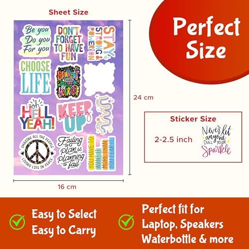 Image of CodersParadise - Pack of 250+ Motivation Inspiration Stickers for Laptop - Waterproof Residue Free Positive Words Motivational Inspirational Quote Sticker