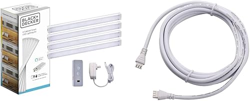 BLACK+DECKER Kit de iluminación LED inteligente compatible con Alexa para debajo del gabinete, sensor de movimiento, regulable y accesorio de cable