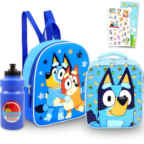 Bluey Mini Backpack with Lunch Box Set - Bundle with 11
