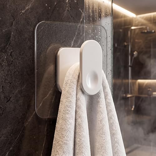 Image of ELMVIA Self Adhesive Hooks /Wall Hangings Hook /Waterproof Hooks for Wall Without Drilling Heavy Duty Bathroom Kitchen Towel Wall Hooks for Hanging Strong Coat (10, White Nail Hook)