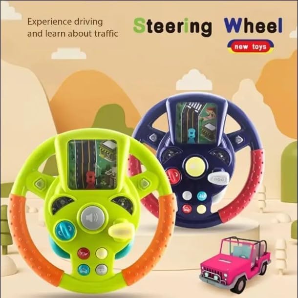 NIYANETAIL Simulated Steering Wheel Toy for Kids Interactive Adventure Pretend Play Toy with Realistic Car Speed, Brake, and Adventure Features Multicolor Educational Toy for Toddlers and Children 4