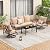 Soohow Patio Furniture Set, 4 Piece Outdoor Patio Furniture Set, 2 x Outdoor Swivel Chair, 1 x 3-Seats Sofa and 1 x Coffee Table, Metal Conversation Set for Porch, Balcony, and Backyard
