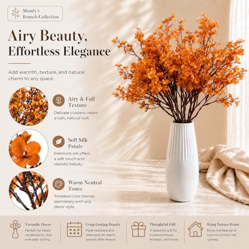 Image of Mandy's 6 Bundles Artificial Orange Baby's Breath Flowers