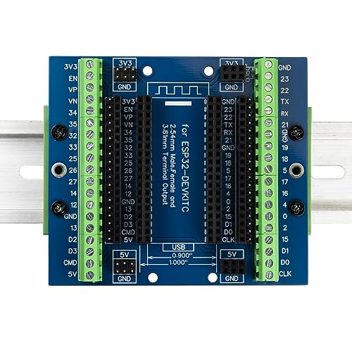 Image of for ESP32 Super Breakout Board DIN Rail Mount 3.81mm / 0.15 inch Terminal GPIO Expansion Board 3 Types Output for ESP32 Module ESP-WROOM-32 ESP32-DevKitC Blue