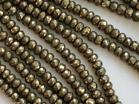 Pyrite pour collier de 13 pouces LKBEADS, perles rondelles facettées 8mm en pierre naturelle