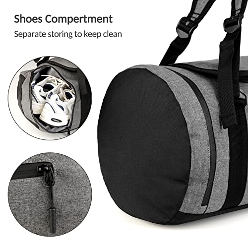 Travel Duffel Bag with Shoe Compartment, Dorfly Durable Carry on Sports Gym Bag with Wet Pocket, Water Resistant Overnight Underseat Travel Bag Camping Driving Tours, Swim Workout Fitness