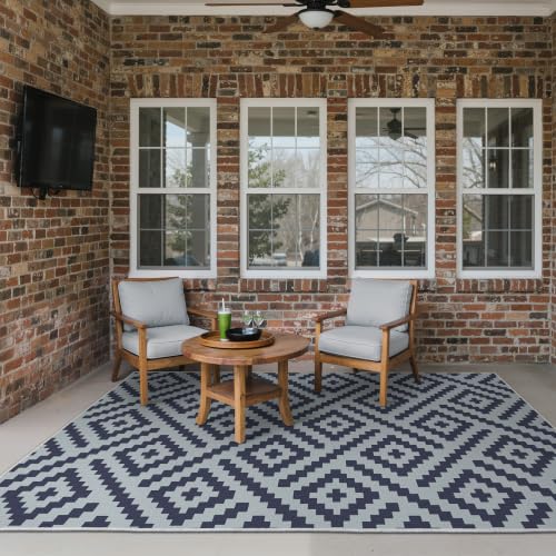 Image of GENIMO Outdoor Rug, Waterproof Plastic Rugs for Patio, 5'x8' Slate Blue