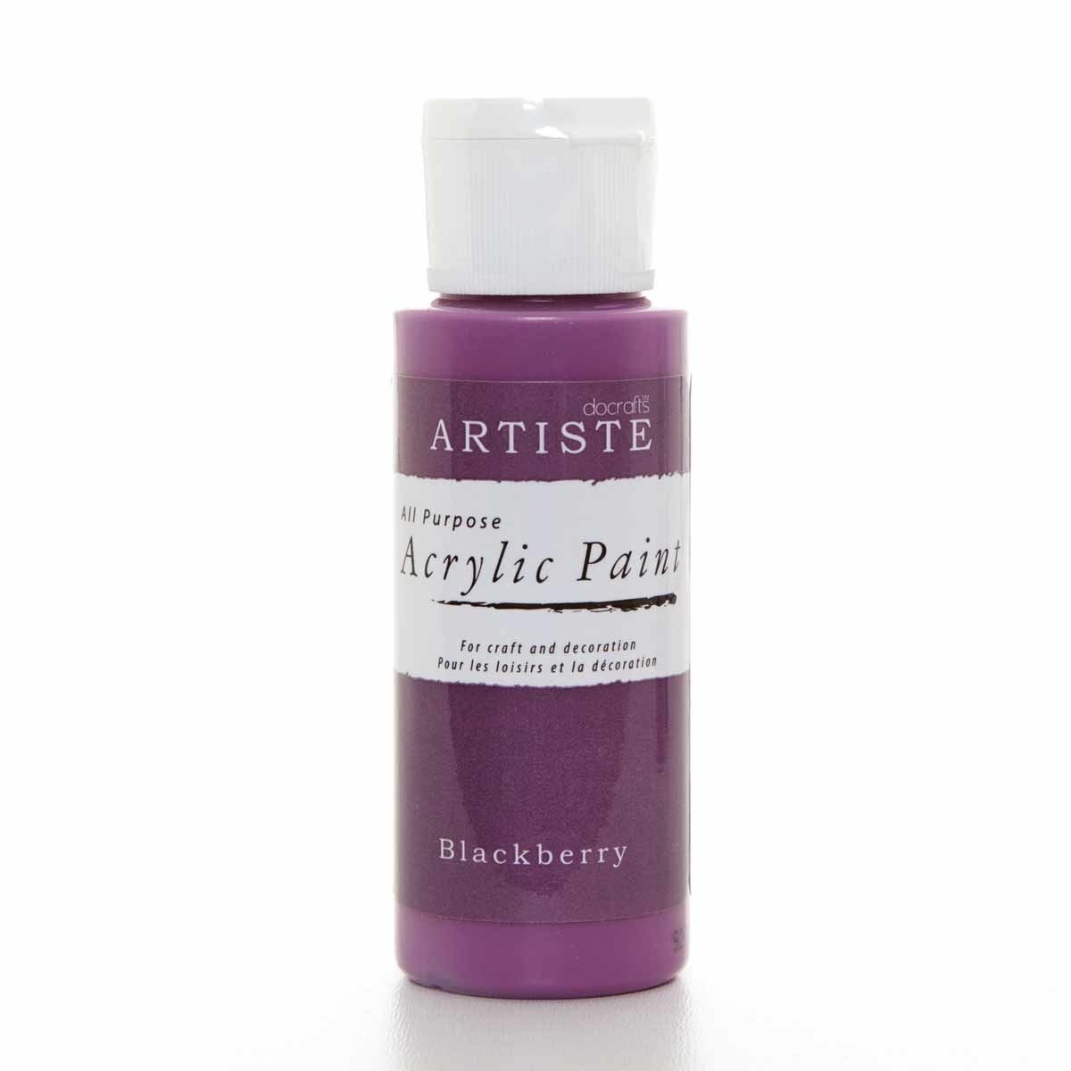 Artiste Acrylic Paint 59ml 2Oz BlackBerry, Quick-Drying Professional Art, Craft and Hobby Artists Paint, Vibrant Colour, Water-Based Paints Cover All Surfaces with Ease, Ideal for Travel Artists