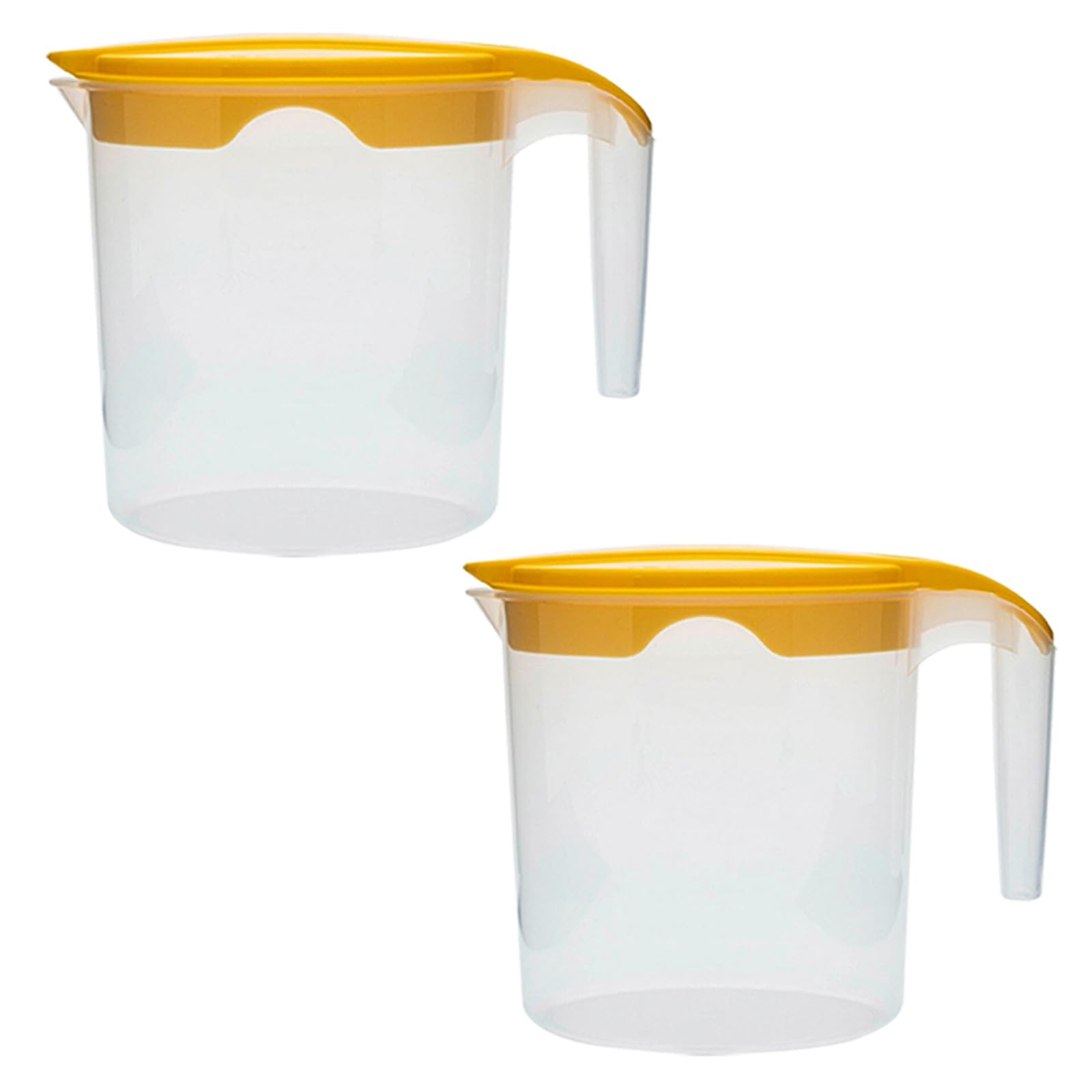 1 Liter Plastic Jug with Lid for Water Fruit Juices Milk Fridge Door Stoarge Jug (Yellow, 2)