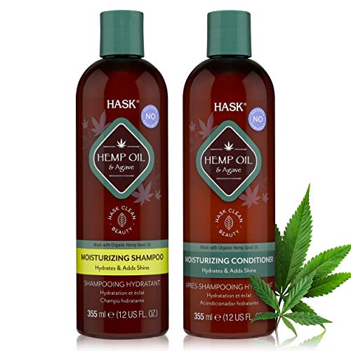 HASK HEMP Hydrating Shampoo + Conditioner Set for All Hair Types, Color Safe, Gluten-Free, Sulfate-Free, Paraben-Free, Cruelty-Free - 1 Shampoo and 1 Conditioner