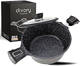 DIVORY Großer Kochtopf 24cm – 4L Topf groß mit Deckel, Gemüsetopf Induktion,Suppentopf mit abnehmbaren Griffen, Fleischtopf hoch