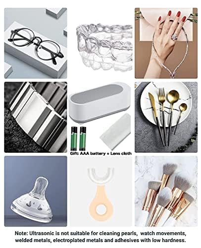 Miniatura 3 de Jesebang Limpiador ultrasónico de joyería, máquina de limpieza doméstica profesional portátil de 8.5 fl oz para joyas, anillos, collares, gafas,