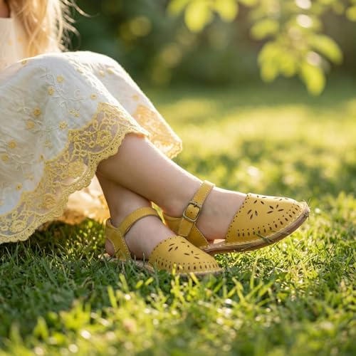 Image of THEE BRON Toddler Floral Cutout Closed Toe Sandals for Girls Breathable Summer Shoes