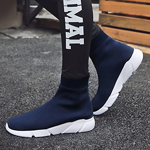 Dames sportschoenen Hoge ademende damesschoenen Pull-on sportschoenen Dames sport-hardloopschoenen Blauw Gebreid Dikke… - Image 5