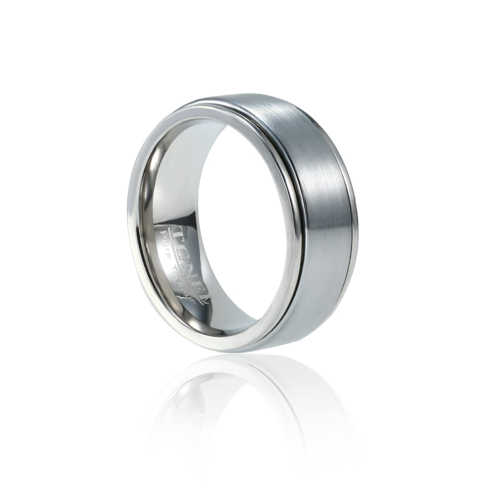 8mm Titanium Tungsten Spinner Wedding Mens Rings Half Size