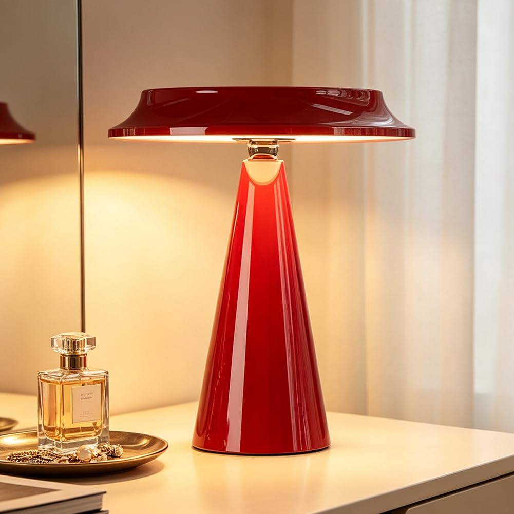 Lámpara de Mesa Hongo Iluminación LED Regulable, Sin Cables, Batería Recargable por USB, Lámpara Hongo, Magnética, Giratoria, 3 Temperaturas de Color, Funciona con Batería, Luz de Noche
