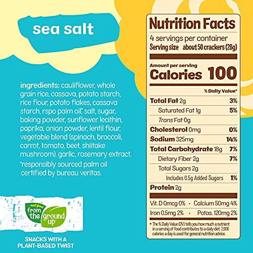 Real Food From the Ground Up Cauliflower Crackers - 6 Pack (Sea Salt, Crackers)