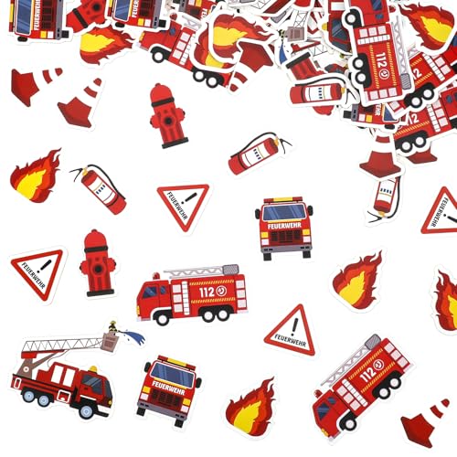 BOHUIZ Lot de 120 confettis décoratifs pour pompiers - Décoration de table - Extincteur - Décoration de table pour anniversaire d'enfant