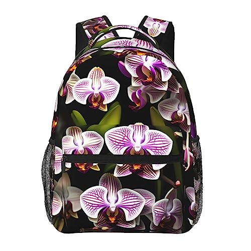 Sac à dos ordinateur homme femme en toile noire imprimé fleurs OdDdot bagage cabine