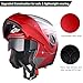 AHR Motorcycle Helmet Dual Visor Modular Flip up Full Face Helmet DOT Approved - AHR Helmet Run-M for Adult Motorbike Street Bike Moped Racing (Red, M)