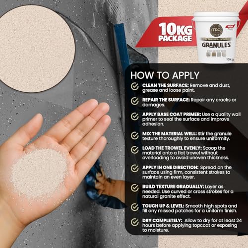 Image of The Decor Co. Marble Texture Wall & Floor Paint with 3D Designer Stone and Granite Luxury Finish Washable Water Resistant Acrylic Emulsion for Interior Exterior Home Decor DIY (1Pc, 10kg, Light Cream)