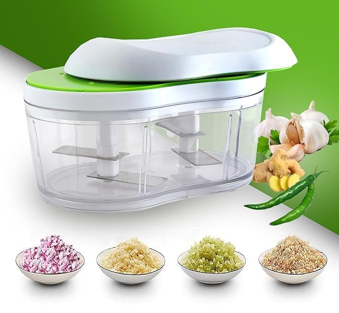 Image of CRFTYVIBE Hand Push Chopper for Vegetables & Fruits | Manual Food Chopper | Onion Cutter, Garlic Crusher, Salad Maker | BPA Free Plastic | Kitchen Tool (Multicolor (Assorted Color), 900ml)