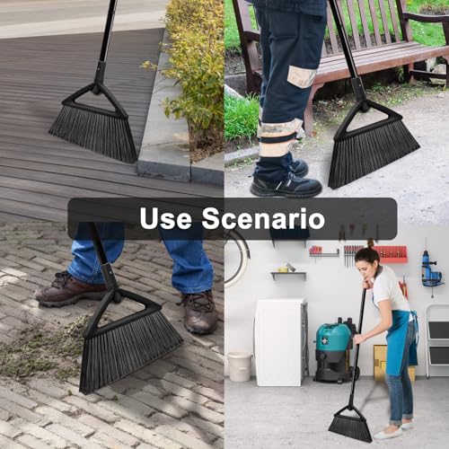 Image of Heavy Duty Black Angle Broom with Long Handle - 1 Pack