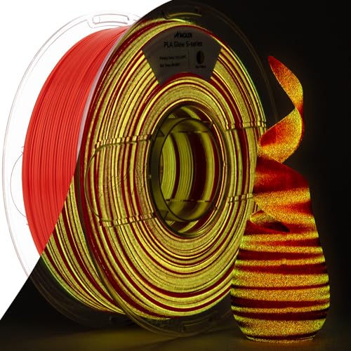 Image of AMOLEN PLA 3D Printer Filament 1.75mm, Glow in the Dark Shiny Multicolor Red Yellow Filament, Fast Color Change Filament for 3D Printer, Best with UV Lamps, 1kg Spool, Dimensional Accuracy + /- 0.02 mm