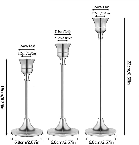 Miniatura 4 de Portavelas para velas cónicas Hi-Q (6 unidades, plateado)