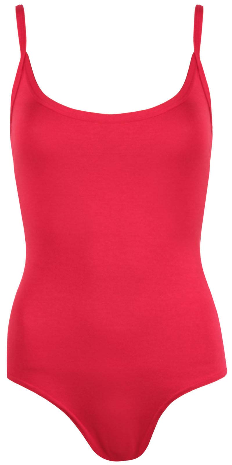 Fairy Trendz Ltd Women's Red Strappy Sleeveless Camisole Vest Bodysuit Cami Plain Leotard Top( Uk 12-14)