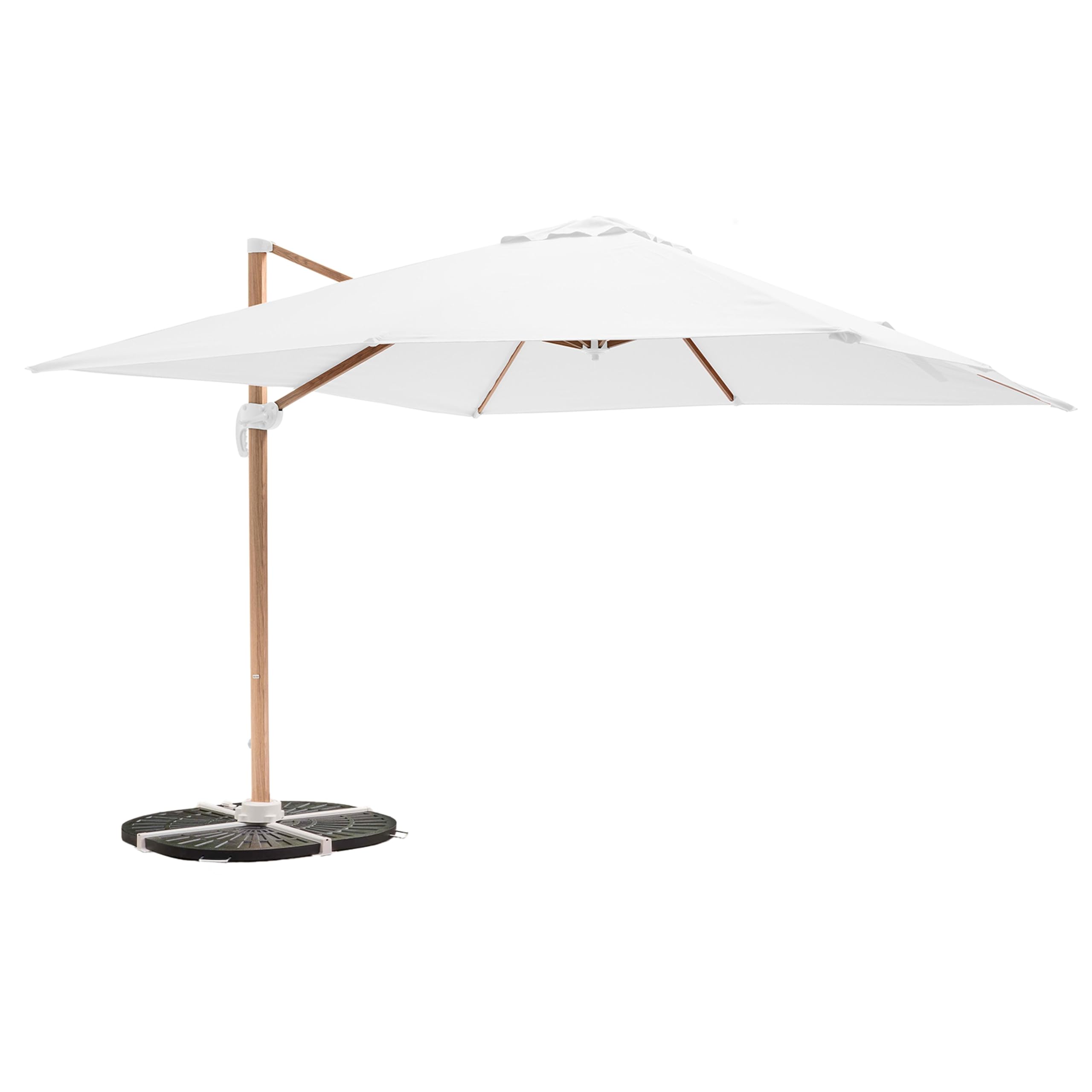 Oviala Parasol déporté 3x3m et 4 Dalles lestées Effet Bois Blanc
