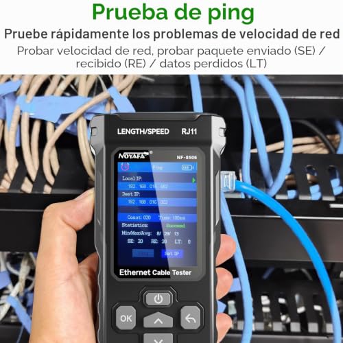 Escaneo IP y prueba Ping en tester NF-8506 para resolver conflictos de red e IP duplicadas 4