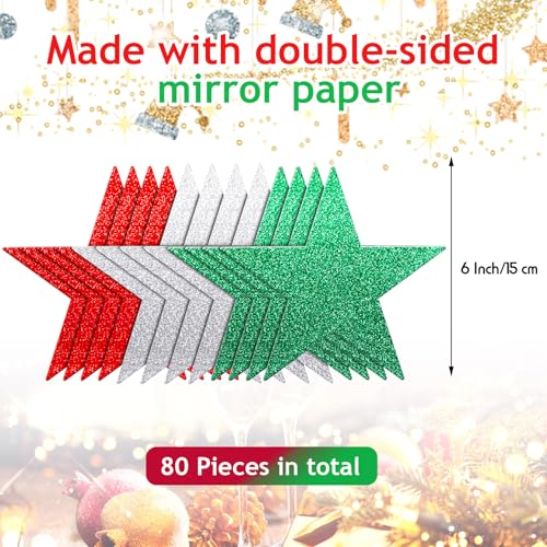 Gejoy 80 peças de recortes de estrela com glitter, recortes de confetes de estrela de papel para qua