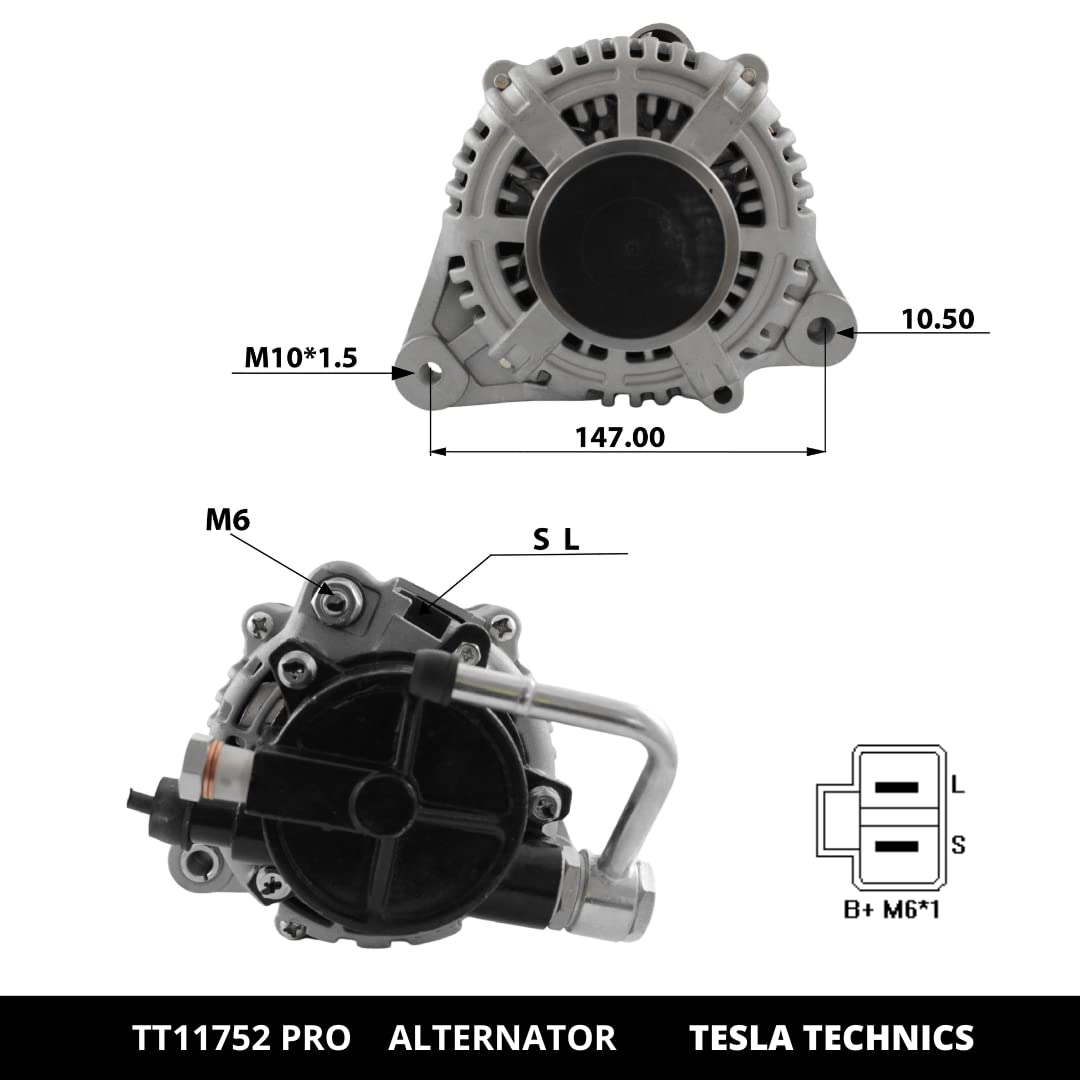 TESLA TECHNICS TT11252 PRO Alternatore Auto 12V 120A - Compatibile Con CITROËN Jumper, FIAT Ducato, PEUGEOT Boxer 2.8 HDi/JTD