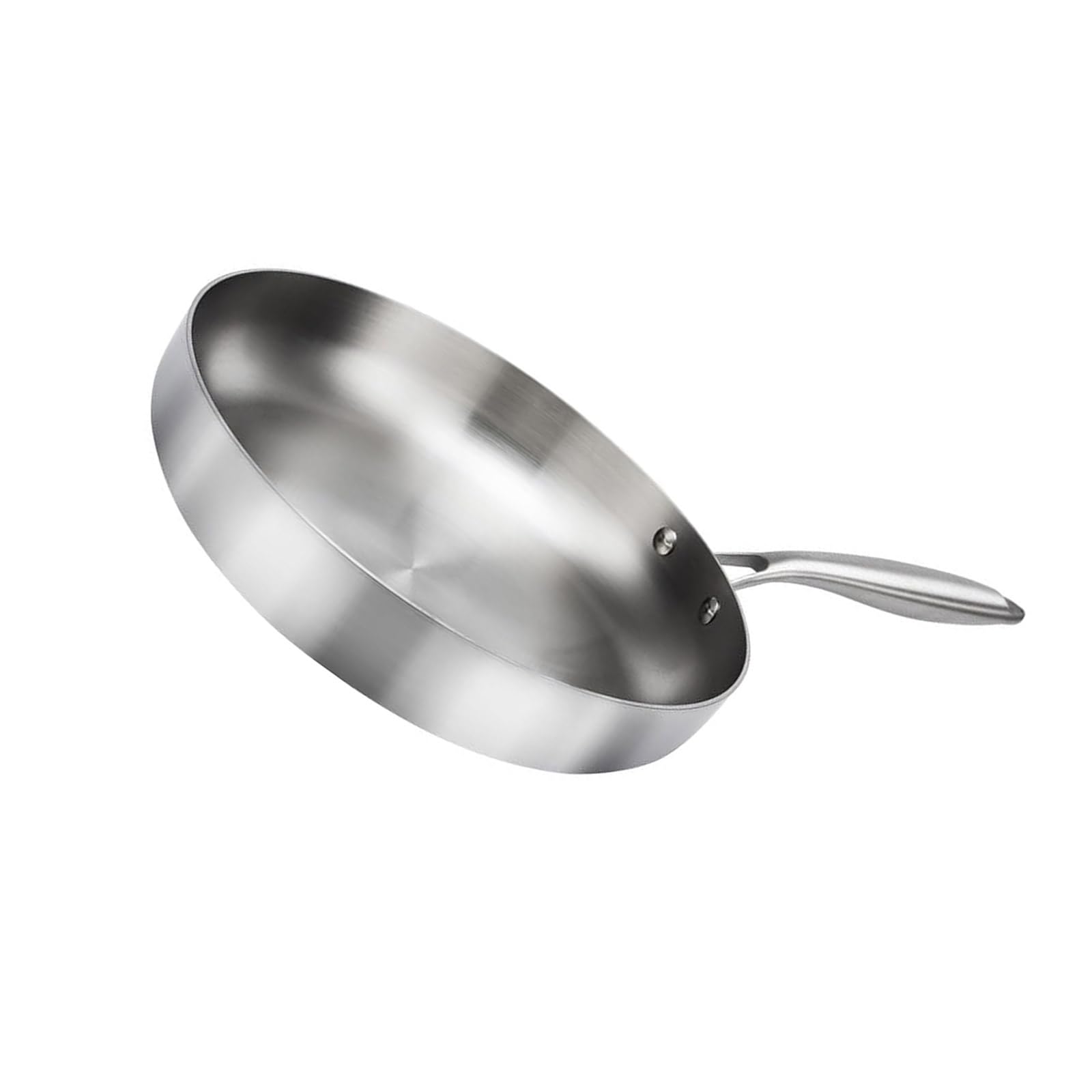 APGLSXY Stainless Steel Frying Pan with Ergonomic Handle Uncoated Wok Cookware Household Cooking Pots for Eggs Steak Pancakes Stainless Steel Fry Pan