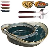 Evarisy Soup and Sandwich Bowl, 2026 New Soup and Sandwich Plate Combo, Stoneware Dual Compartment Soups & Side Bowl Set, for Breakfast Cookies Bread Salad Fruits (Blue)