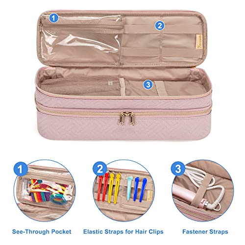 Fasrom Double Layer Travel Case Compatible with REVLON One Step Blow Hair Dryer Brush Volumizer Original 1.0, Plus 2.0 and Styler, Pink (Bag Only, Patent Pending) - Image 5