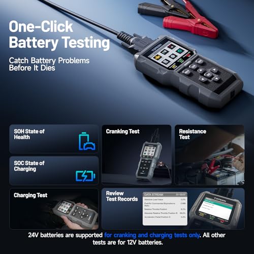 TOPDON AL500B OBD2 Scanner Battery Tester, 2 in 1 TOPDON Scanner, 10 OBD2 Diagnosis, 12V Battery Test, 12V/24V Battery Analyzer, Cranking Test, Charging Test, Automotive Scan Tool