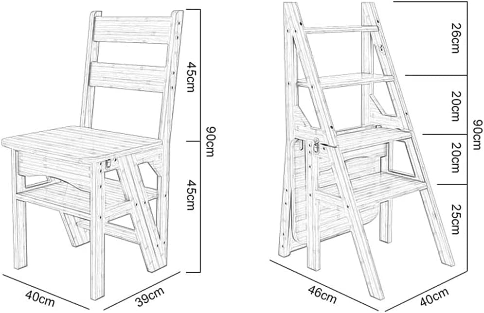 Escalera de 4 peldaños de madera para problemas de espacio 8