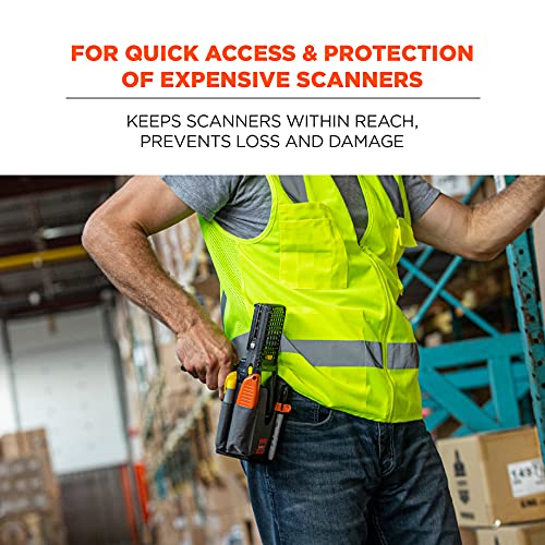 Image of Ergodyne Squids 5540 Barcode Scanner Holster Pouch for Gun Grip Mobile Computers, Holder for Handheld Bar Code Scanners, Belt Loop Attachment Gray Large