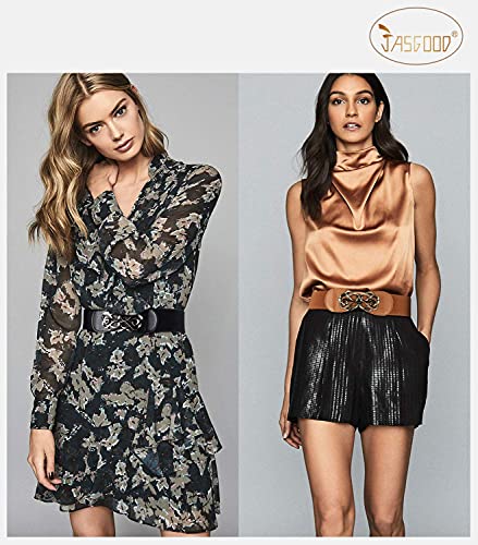 JASGOOD 2 Pack Women Stretchy Belts for Dresses Vintage Elastic Wide Waist Belts3