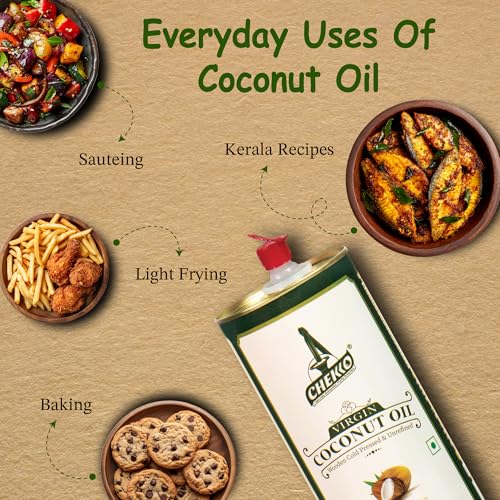 Image of Chekko Virgin Coconut Oil 5 Litre | Cold Pressed, Extra Virgin & Wood Pressed | 100% Pure Edible Coconut Oil for Cooking, Hair & Skin | Natural Unrefined Bulk Pack | Premium Food-Grade Metal Tin Pack