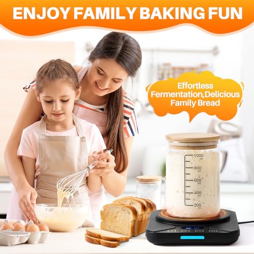 Sourdough Starter Warmer, Digital Temperature Control Heating Mat for Home Baking with 24H Timer & 1°F Precision, Smart Memory Function, Fits Jars Up to 40 oz, Ideal Baking Gift (Black) by RVV - Image 2