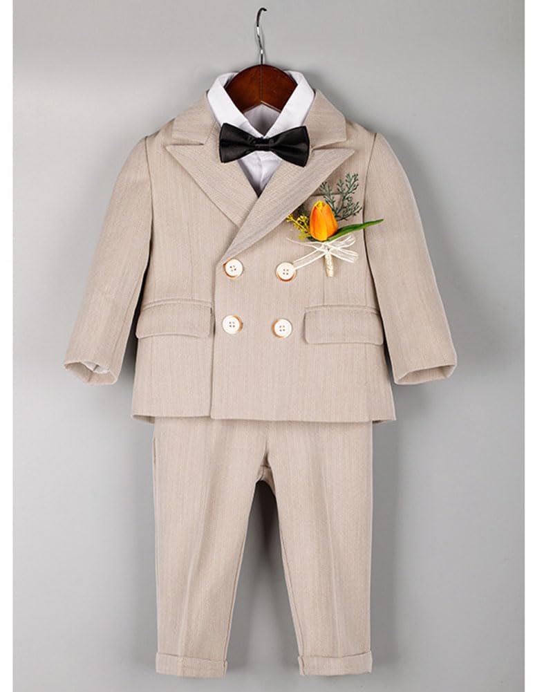 Page Jungen Anzug Formaler Erster Geburtstag Hochzeits-Dinner-Party-Outfit EIN/zweireihig Jacke Sakko Smokinghemd Hosenweste und Fliege Taufkleidung