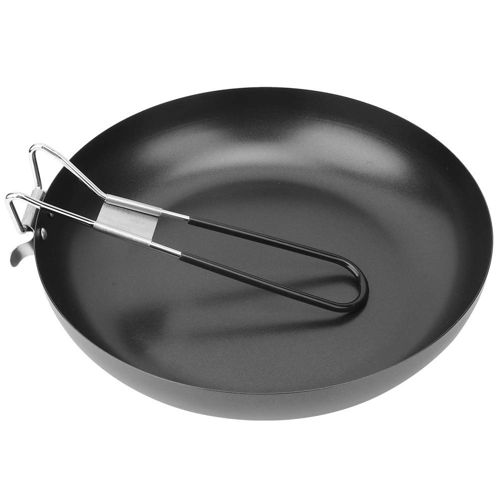Ejoyous Poêle à Frire de Camping, Pliable, Anti-adhésive, avec poignée Pliable, pour l'intérieur et l'extérieur, la Cuisson, Le Barbecue, Le rôti, Le Pique-Nique, 24 cm