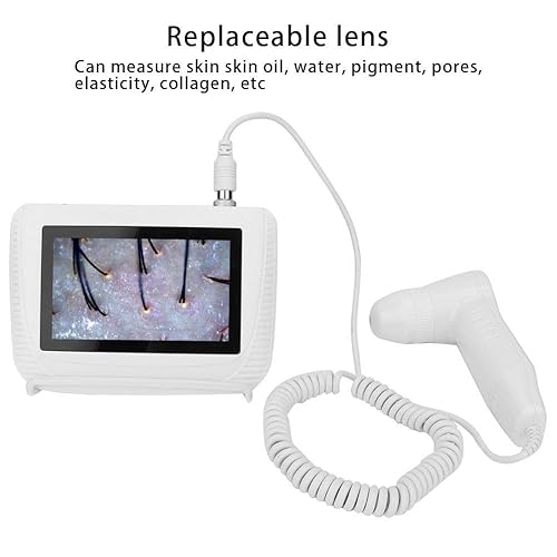 Miniatura 4 de Dioche Máquina del analizador del pelo del diagnóstico de la piel, 5 pulgadas HD LCD Pantalla Digital Detector de piel recargable del cuero