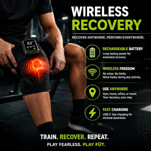Masajeador de rodillas con calor y vibración – Faja térmica inalámbrica para rodilla para recuperación, compresión y soporte muscular – Envoltura infrarroja para rodillas para entrenamientos, gimnasio, running y alivio diario miniatura 6