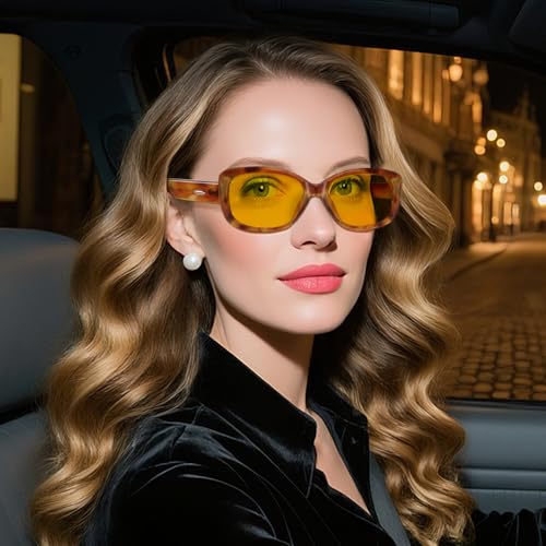 Wzerry Night Vision Glasses for Women Men(Polarized Night Driving Glasses with UV 400 Protection Havana Frame for Driving)2